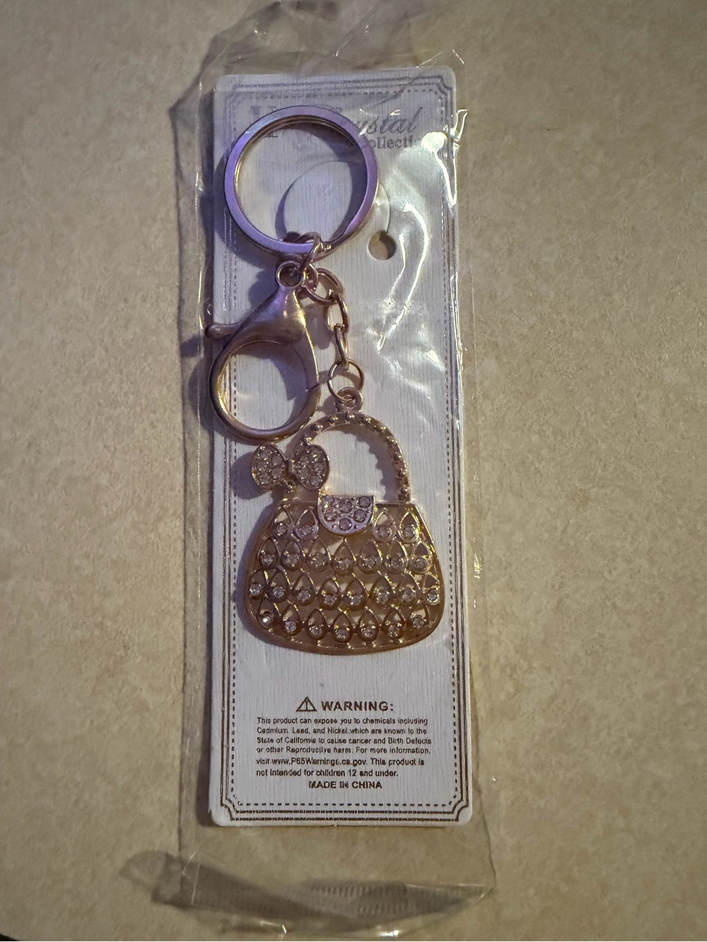 Gold Crystal Purse Bag Charm/Key Ring NEW